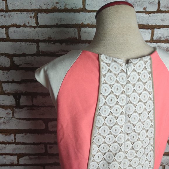 Studio 1 NY Dress Color Block Coral & Ivory w Cro - Picture 8 of 11